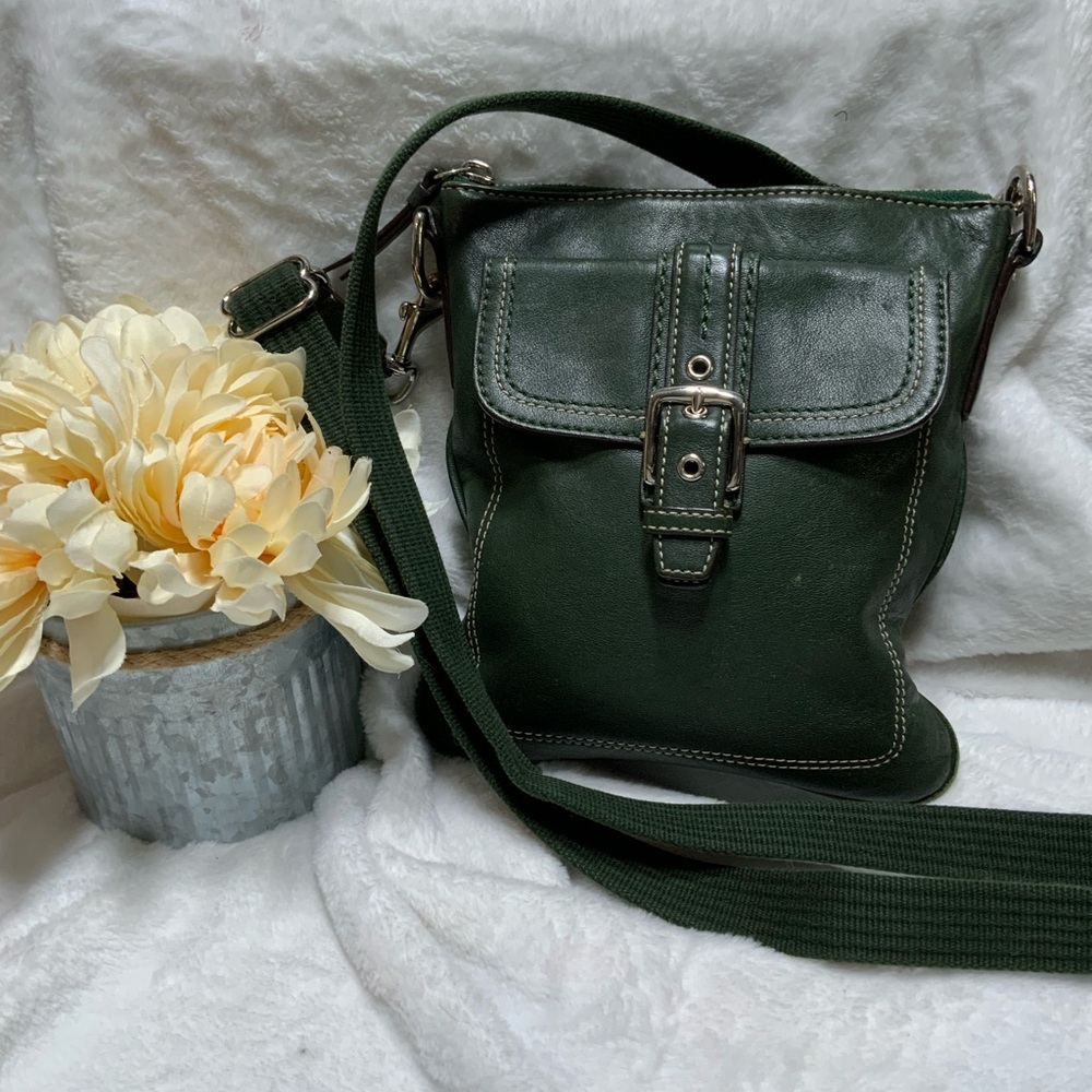 Coach Dark Green Leather Crossbody Bag